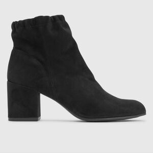 Eileen Fisher Black Suede Leather Hollis Ankle Boot Booties Shoes Chunky Heel 9